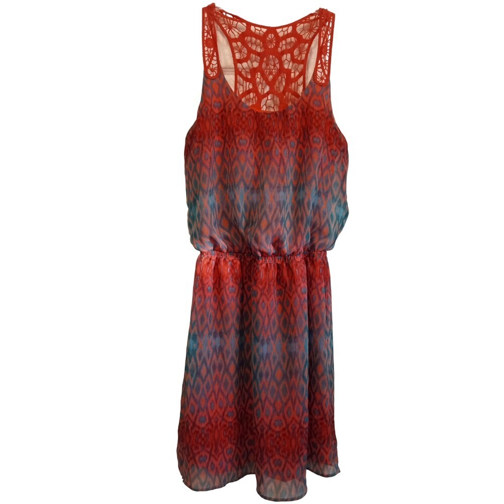 Express Orange sunset color‎ sleeveless fit and flare dress